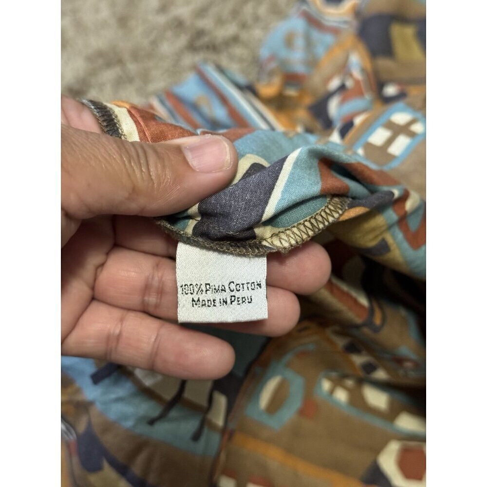 PERUVIAN CONNECTION Button Shirt Pima Cotton Tribal Abstract Print Retro LARGE - Picture 6 of 9